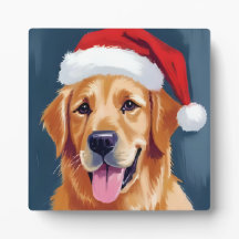 サンタの帽子をかぶったゴールデンレトリバー クリスマス
