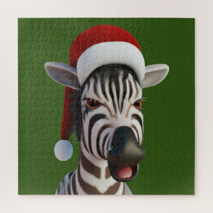 サンタの帽子をかぶったシマウマのクリスマス ジグソーパズル
