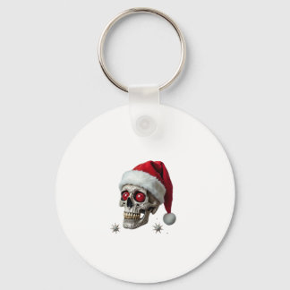 サンタの帽子をかぶったシュガースカルTシャツ クリスマスパジャマ Xm キーホルダー