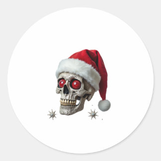 サンタの帽子をかぶったシュガースカルTシャツ クリスマスパジャマ Xm ラウンドシール