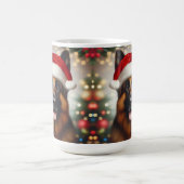 サンタの帽子をかぶったジャーマンシェパード コーヒーマグカップ (中央)
