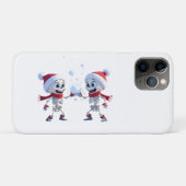 サンタの帽子をかぶったスケルトンたちのスノーボールファイト Case-Mate iPhoneケース (裏面(横))