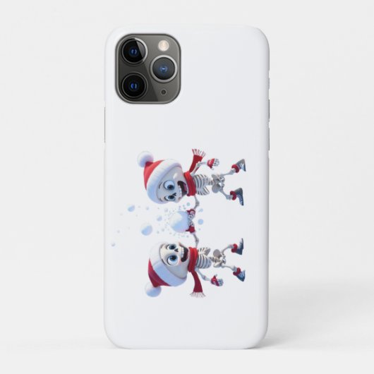 サンタの帽子をかぶったスケルトンたちのスノーボールファイト Case-Mate iPhoneケース (裏)