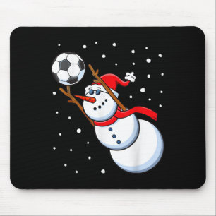 サンタの帽子をかぶったスノーマンのサッカーゴールキーパーの男性 少年 クリスマス マウスパッド