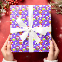 サンタの帽子をかぶったスポーツボール クリスマスパープル