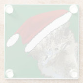 サンタの帽子をかぶったダチョウのクリスマス動物 ガラスコースター (裏面)