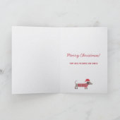 サンタの帽子をかぶったダックスフントのクリスマス ノートカード (内部)