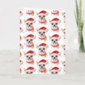 サンタの帽子をかぶったチワワの子犬のクリスマスパターン シーズンカード (裏面)