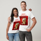 サンタの帽子をかぶったドクロのクリスマスデザイン Tシャツ (ユニセックス)