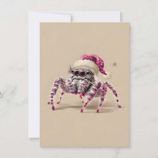 サンタの帽子をかぶったハエトリグモのクリスマスカード シーズンカード (正面)