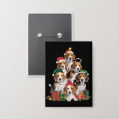 サンタの帽子をかぶったビーグル犬のクリスマスツリー ビーグル犬のママのためのギフト 缶バッジ (正面/裏面)