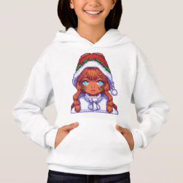 サンタの帽子をかぶったピクセルアートの女の子
