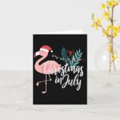 サンタの帽子をかぶったフラミンゴ 7月のクリスマス カード (黄色い花)