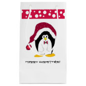 サンタの帽子をかぶったペンギン スモールペーパーバッグ (正面)