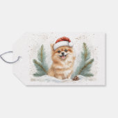 サンタの帽子をかぶったポメラニアン クリスマスギフトタグ ギフトタグ (裏面横)