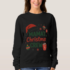 サンタの帽子をかぶったママのクリスマスクルー スウェットシャツ