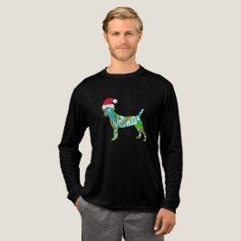 サンタの帽子をかぶったミックスメディアコラージュアートの犬 トライブレンドTシャツ