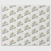 サンタの帽子をかぶった冬の鳥 ラッピングペーパー (フラット)