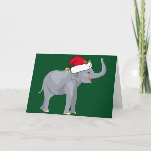 サンタの帽子をかぶった可愛い象のクリスマスカード シーズンカード