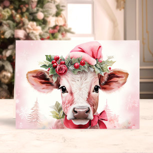 サンタの帽子をかぶった愛らしいクリスマスコウ シーズンカード