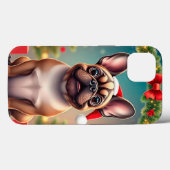 サンタの帽子をかぶった愛らしい犬 Case-Mate iPhoneケース (裏面 (横))