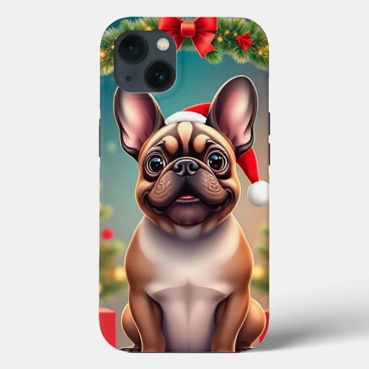 サンタの帽子をかぶった愛らしい犬 Case-Mate iPhoneケース (裏面)