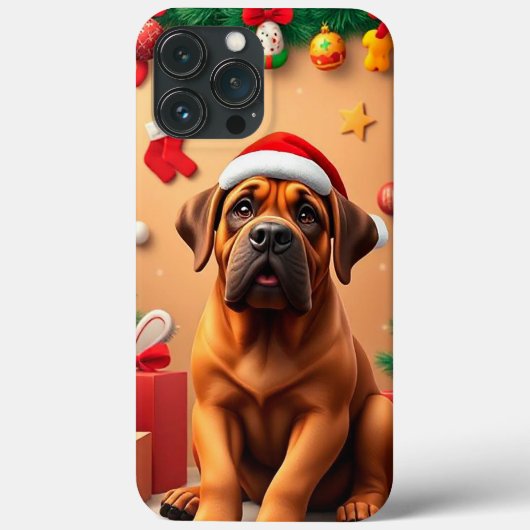 サンタの帽子をかぶった愛らしい犬 Case-Mate iPhoneケース (裏面)
