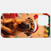 サンタの帽子をかぶった愛らしい犬 Case-Mate iPhoneケース (裏面 (横))