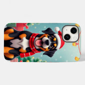サンタの帽子をかぶった愛らしい犬 Case-Mate iPhoneケース (裏面 (横))