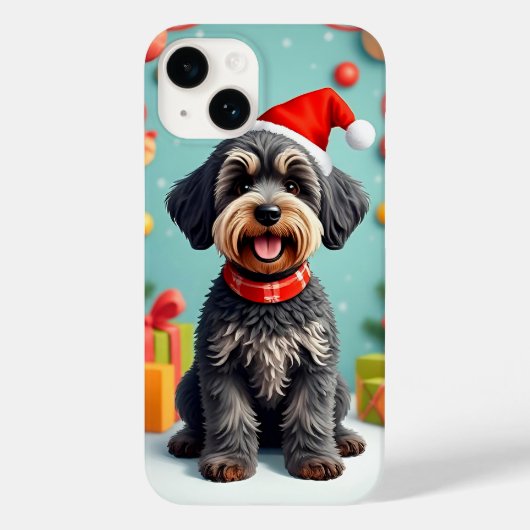 サンタの帽子をかぶった愛らしい犬 Case-Mate iPhoneケース (裏面)