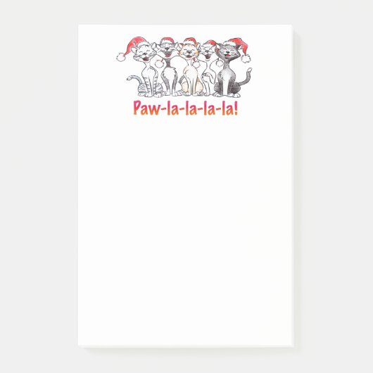 サンタの帽子をかぶった歌うクリスマス猫 ポストイット (正面)