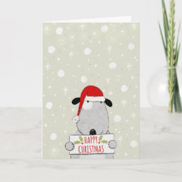 サンタの帽子をかぶった犬のクリスマスカード シーズンカード