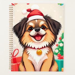 🎁サンタの帽子をかぶった犬のクリスマスプランナー プランナー手帳