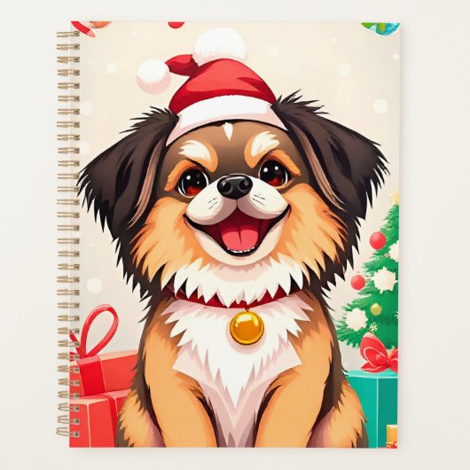 🎁サンタの帽子をかぶった犬のクリスマスプランナー プランナー手帳 (正面)