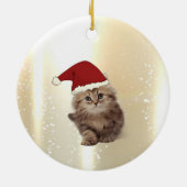 サンタの帽子をかぶった猫 メリークリスマス セラミックオーナメント (裏面)