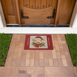 サンタの帽子をかぶった田舎風ハイランドコウ ドアマット
