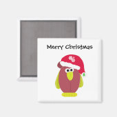 サンタの帽子をかぶった面白いクリスマスのニワトリ マグネット (正面/裏面)