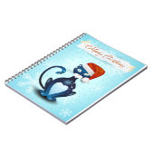 サンタの帽子をかぶった黒猫とメリークリスマス ノートブック (左側)