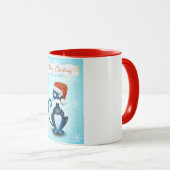 サンタの帽子をかぶった黒猫とメリークリスマス マグカップ (正面右)