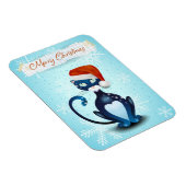 サンタの帽子をかぶった黒猫とメリークリスマス マグネット (右側)