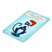 サンタの帽子をかぶった黒猫とメリークリスマス マグネット (左側)