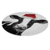 サンタの帽子を持つかわいいクリスマス牛 カッティングボード (角)