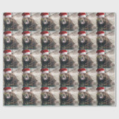 サンタの帽子を持つクリスマスくま ラッピングペーパー (フラット)