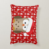 サンタの帽子を持つクリスマスのフクロウ アクセントクッション (裏面(縦))