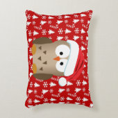 サンタの帽子を持つクリスマスのフクロウ アクセントクッション (正面(垂直))