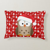 サンタの帽子を持つクリスマスのフクロウ アクセントクッション (裏面)