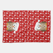 サンタの帽子を持つクリスマスのフクロウ キッチンタオル (横)