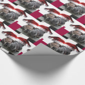 サンタの帽子を持つクリスマスの馬 ラッピングペーパー (角)