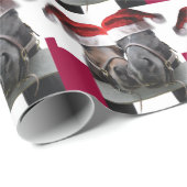 サンタの帽子を持つクリスマスの馬 ラッピングペーパー (ロールコーナー)