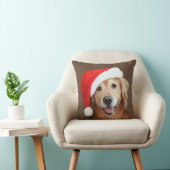 サンタの帽子を持つゴールデン・リトリーバー クッション (椅子)